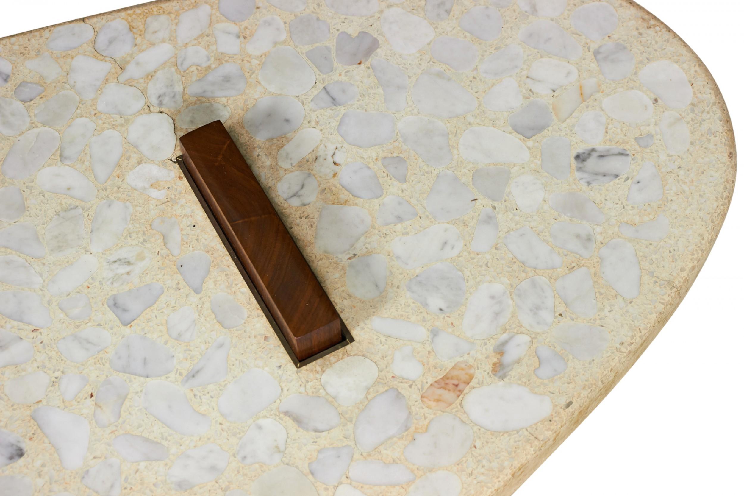 Terrazzo and Walnut Surfboard-Form Coffee Table 'Manner of Harvey Probber' For Sale 3
