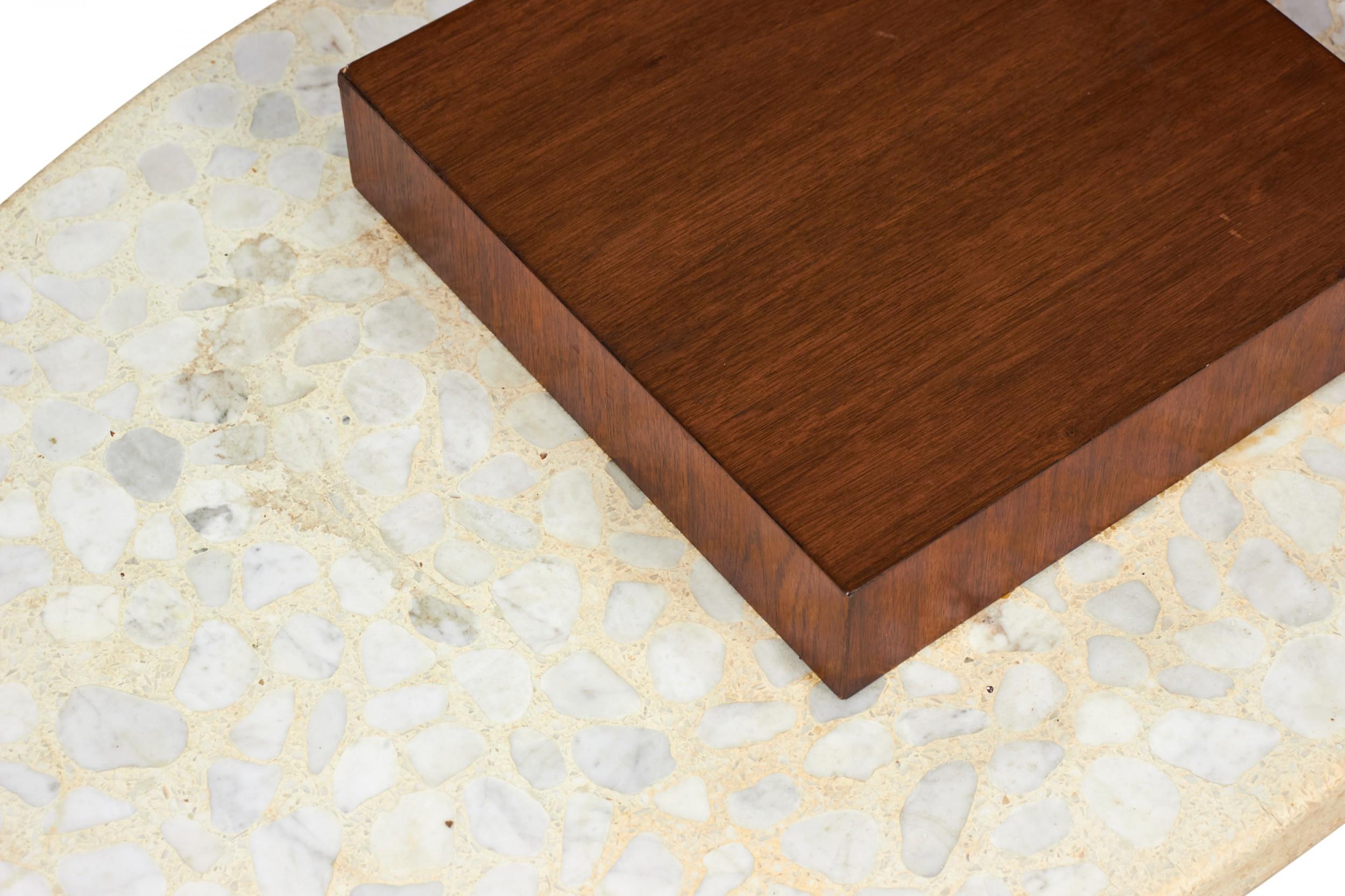 Terrazzo and Walnut Surfboard-Form Coffee Table 'Manner of Harvey Probber' For Sale 2