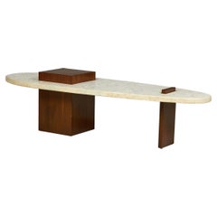 Terrazzo and Walnut Surfboard-Form Coffee Table 'Manner of Harvey Probber'