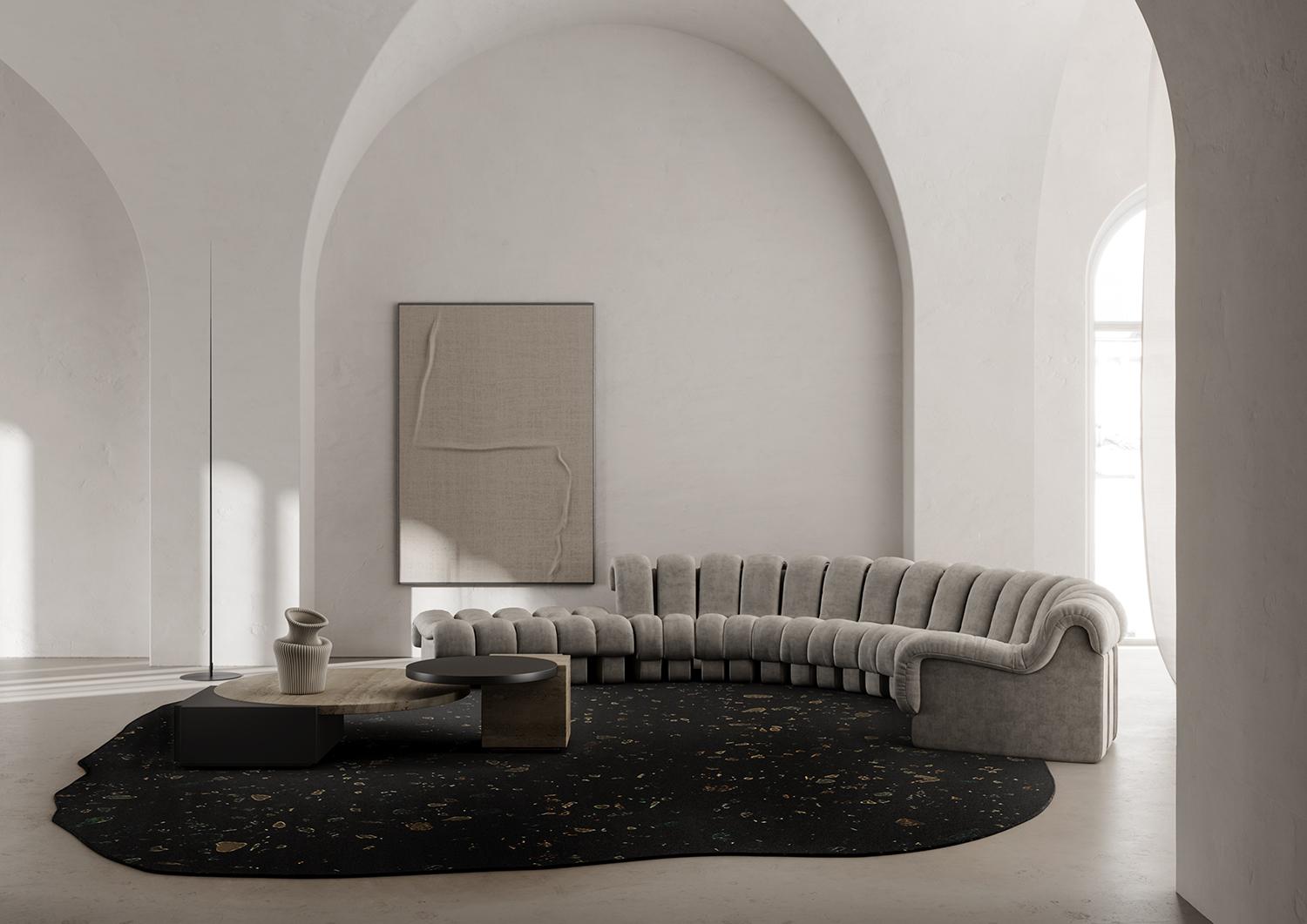 Terrazzo De Noir Deja Vu Edit Rug by Atelier Bowy C.D.
Dimensions: W 243 x L 300 cm.
Materials: Wool, silk.

Available in  W170 x L215, W190 x L235, W210 x L245, W243 x L300 cm.

Atelier Bowy C.D. is dedicated to crafting contemporary handmade rugs