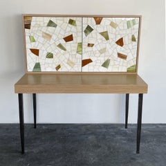 Modern Terrazzo Desk with Milano Steel Base and Natural Oak by Ercole Home