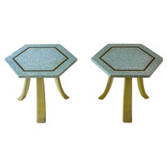 Terrazzo Hexagonal side tables by Harvey Probber, a pair