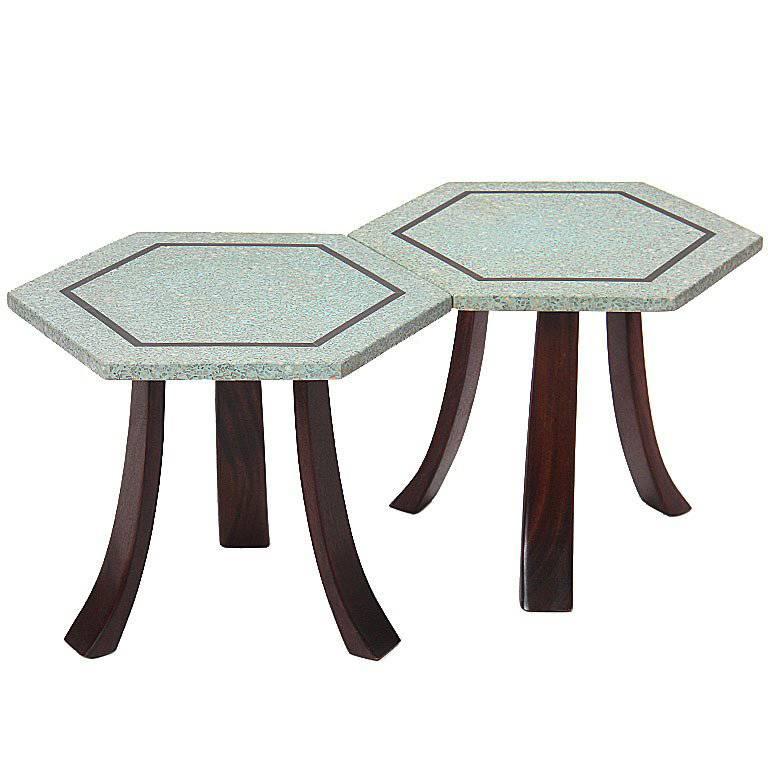 Terrazzo Hexagonal Tables by Harvey Probber For Sale