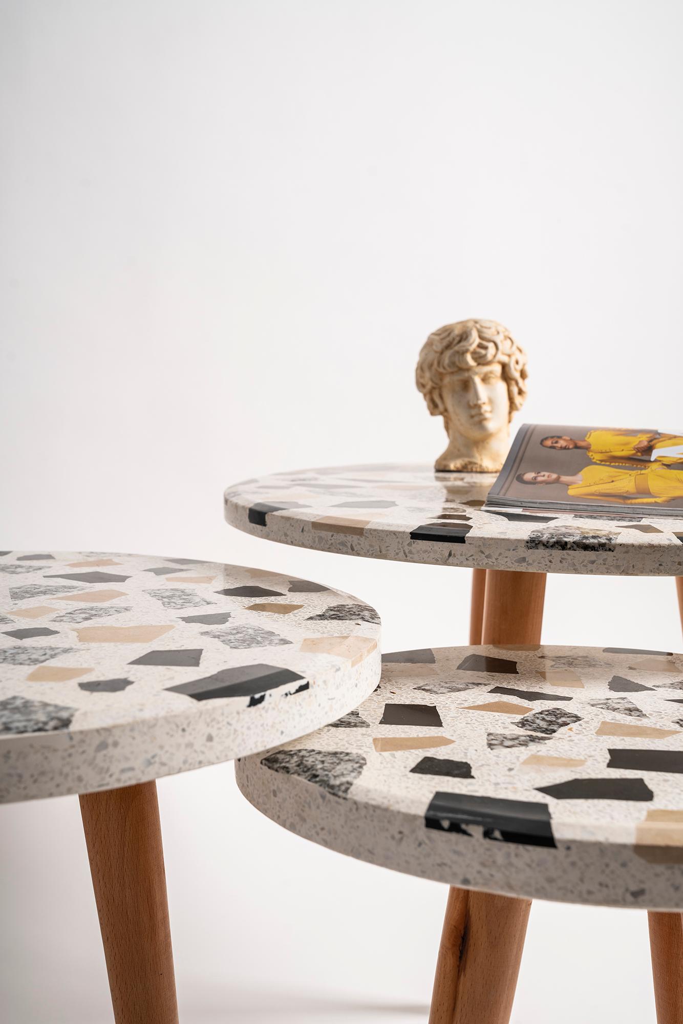 Arts and Crafts Terrazzo Nesting Tables Creta For Sale