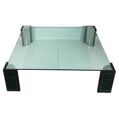 Terrazzo-Couchtisch aus Edelstahl und Glas nach Karl Springer, USA, 1970er Jahre