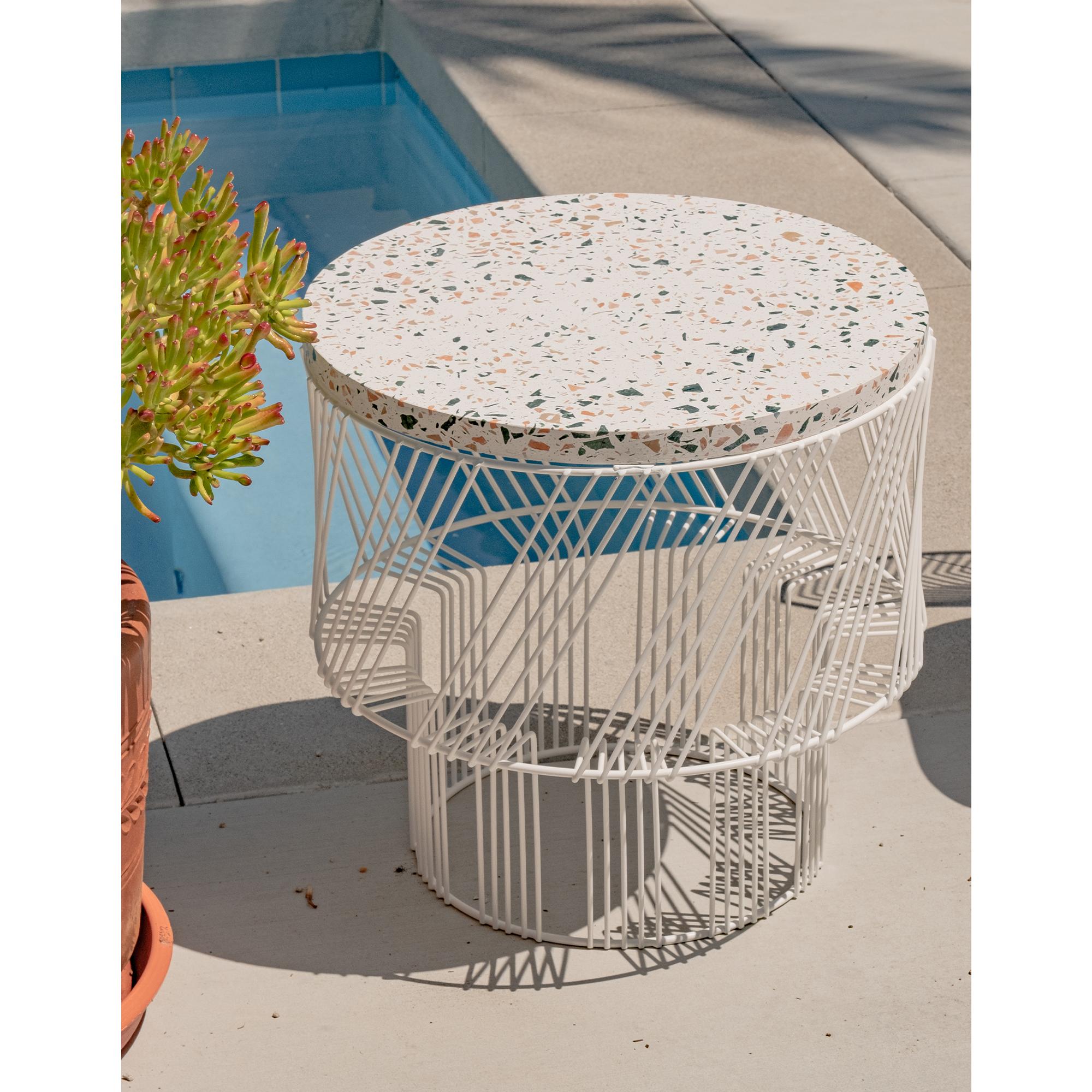 Bend Goods Wire Furniture
A modern wire side table with bold geometry and a concrete Terrazzo top, The Terrazzo table is a colorful and fun addition to any garden, interior, or commercial space.