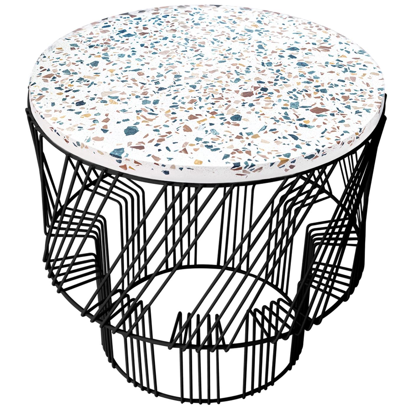 Terrazzo Table, Wire Side Table by Bend Goods in Black
