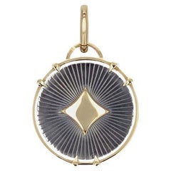 TERRE 4 Elements Diamond 
Black Lacquer Tile Charm in 18k Gold by Elie Top