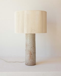Terre White Grey Raw Textured Ceramic Table Lamp by Grès Éditions