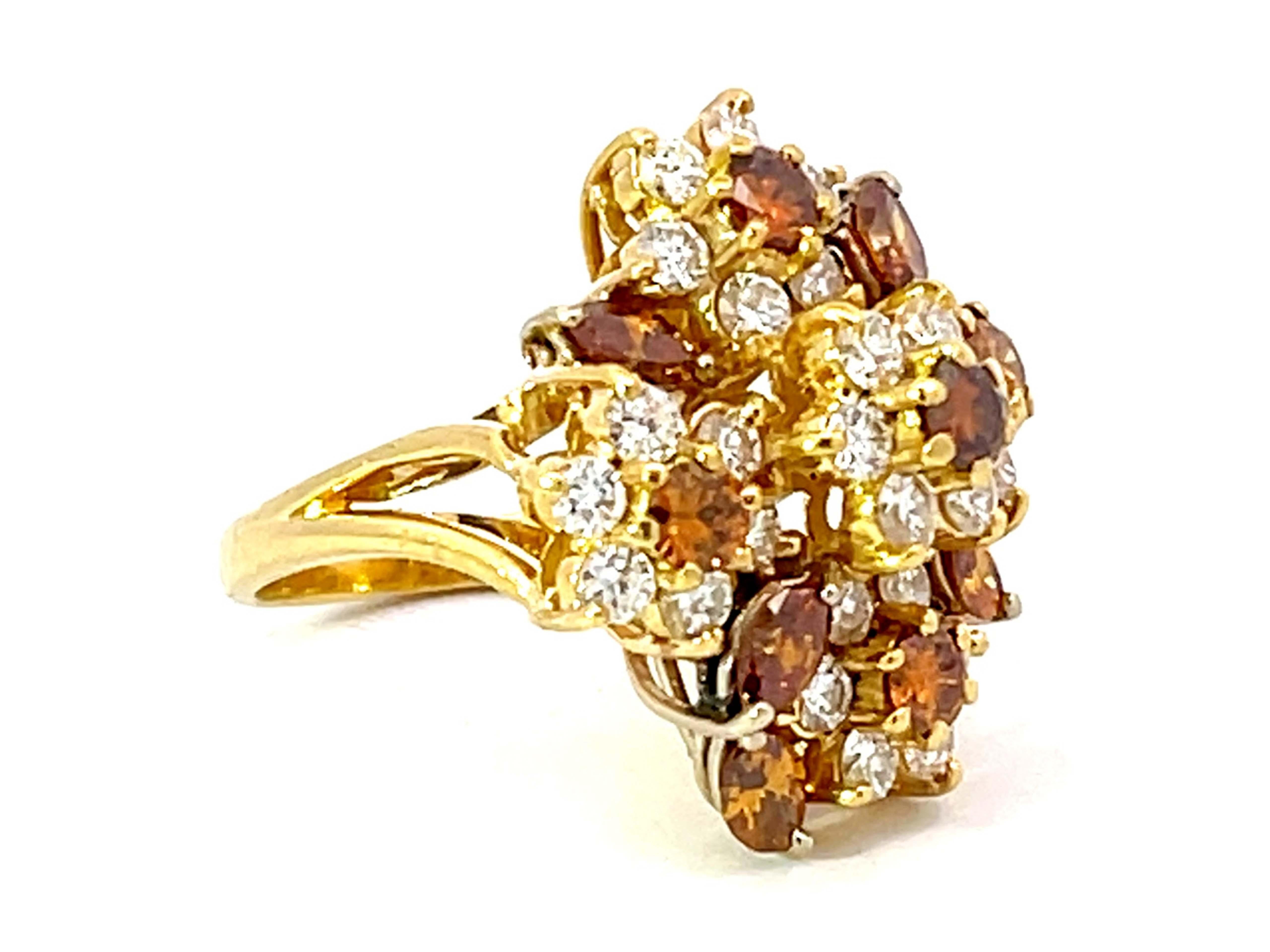 Modern Terrel and Zimmelman Natural Fancy Vivid Diamond Cluster Ring in 18K Yellow Gold For Sale
