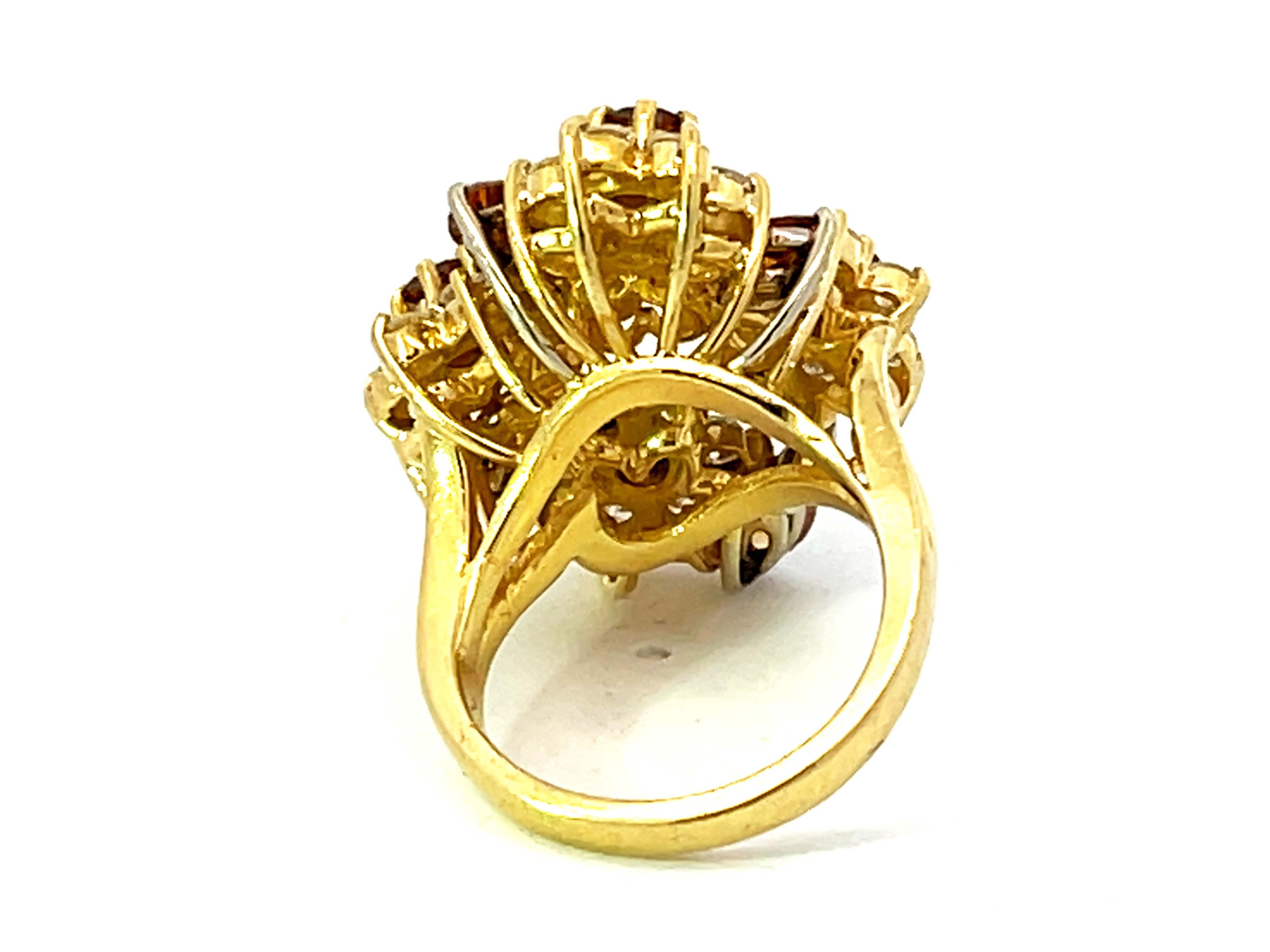 Terrel and Zimmelman Natural Fancy Vivid Diamond Cluster Ring in 18K Yellow Gold For Sale 1