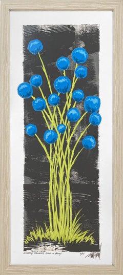Kindred Flowers, Blue on Grey (1/4)
