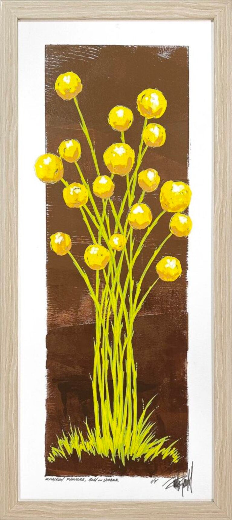 Kindred Flowers, Gold on Umber (1/4) - Print by Terrell Thornhill 