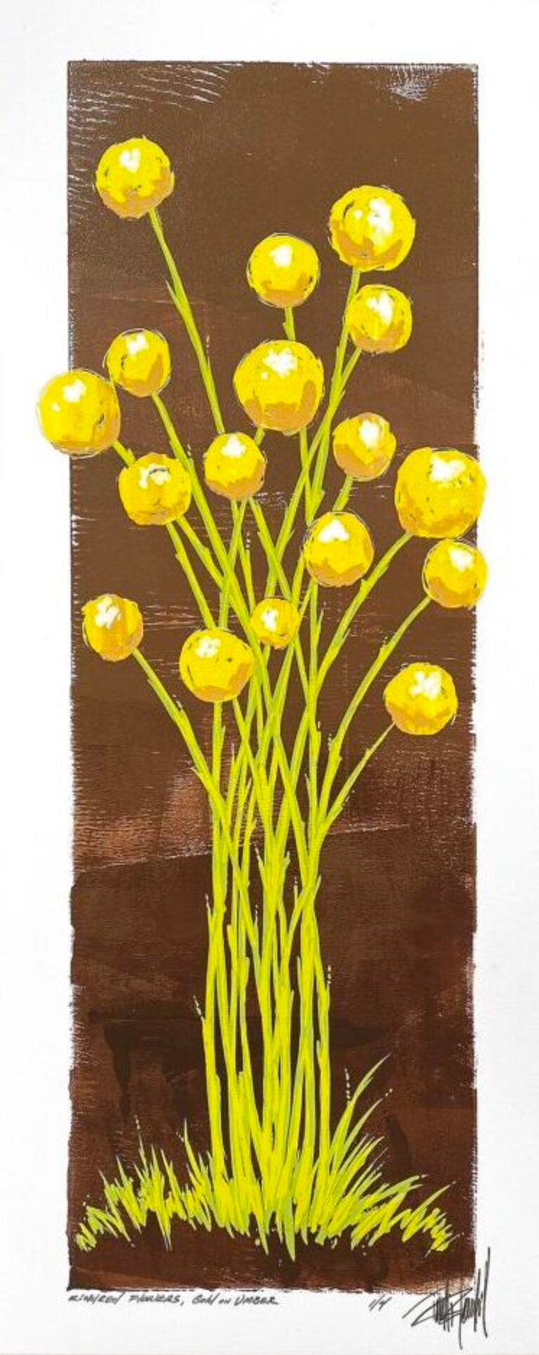 Terrell Thornhill  Landscape Print - Kindred Flowers, Gold on Umber (3/4)
