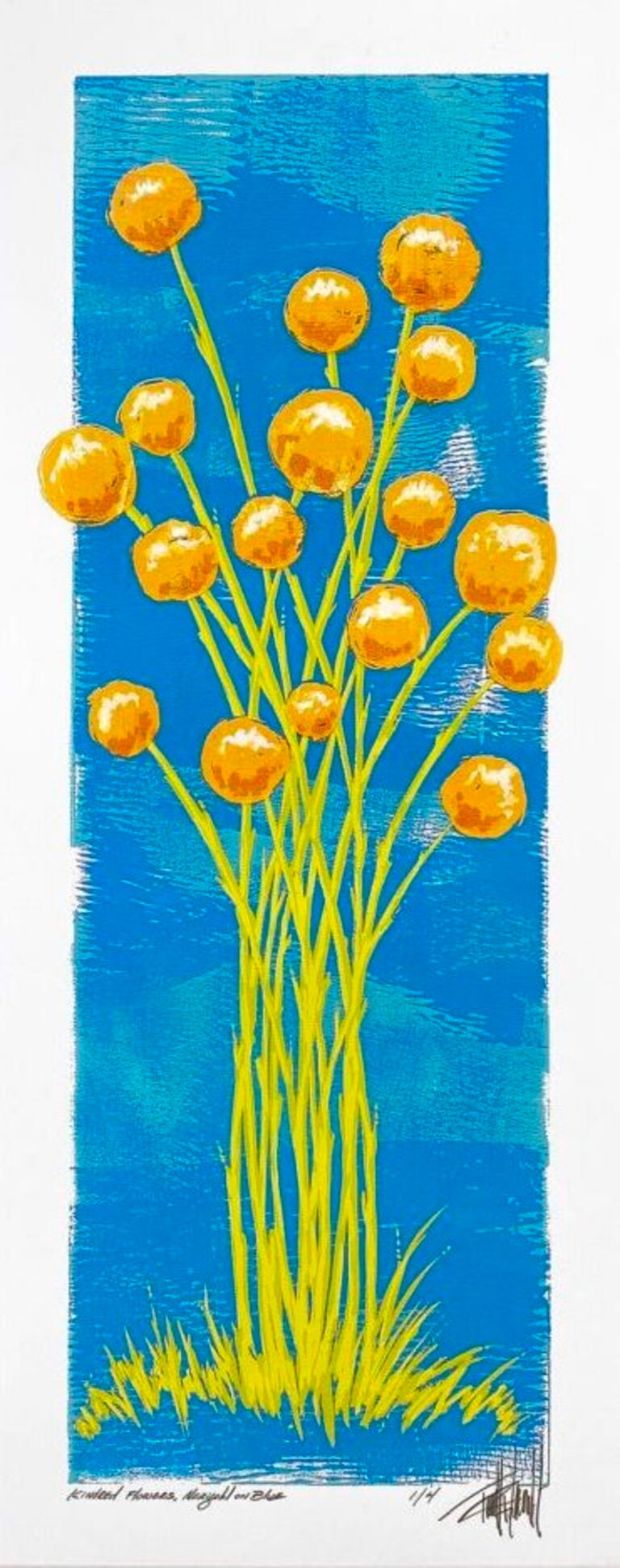 Terrell Thornhill  Landscape Print - Kindred Flowers, Marigold on Blue (2/4)