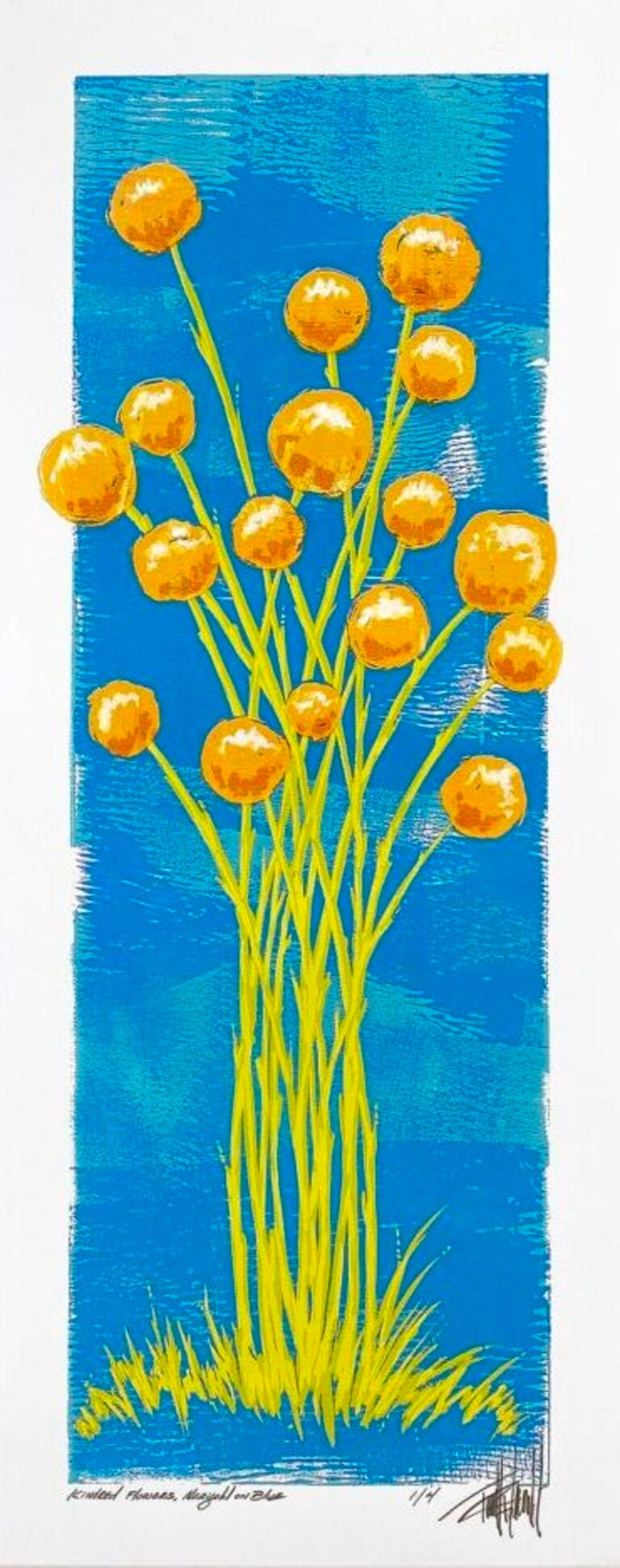 Terrell Thornhill  Landscape Print - Kindred Flowers, Marigold on Blue (3/4)