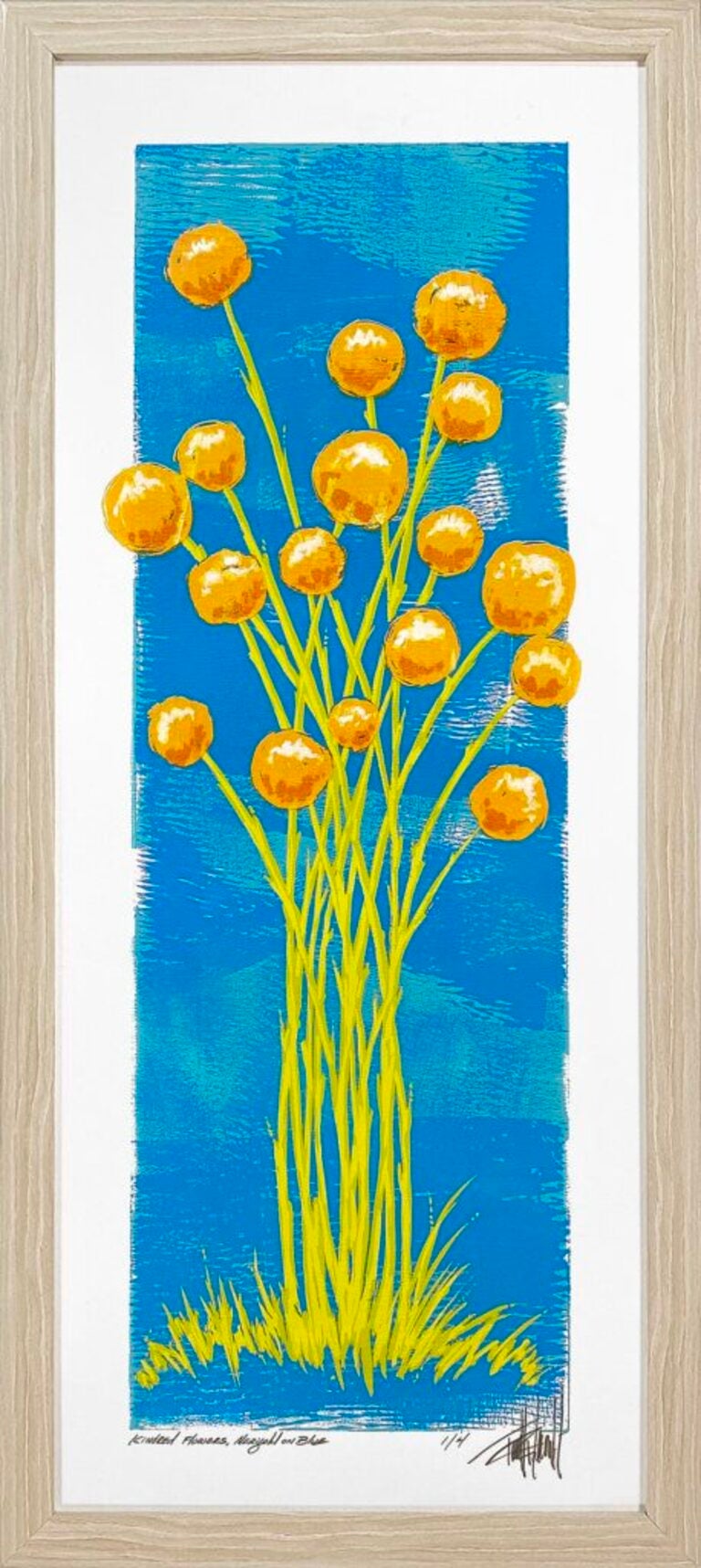 Terrell Thornhill  Landscape Print - Kindred Flowers, Marigold on Blue
