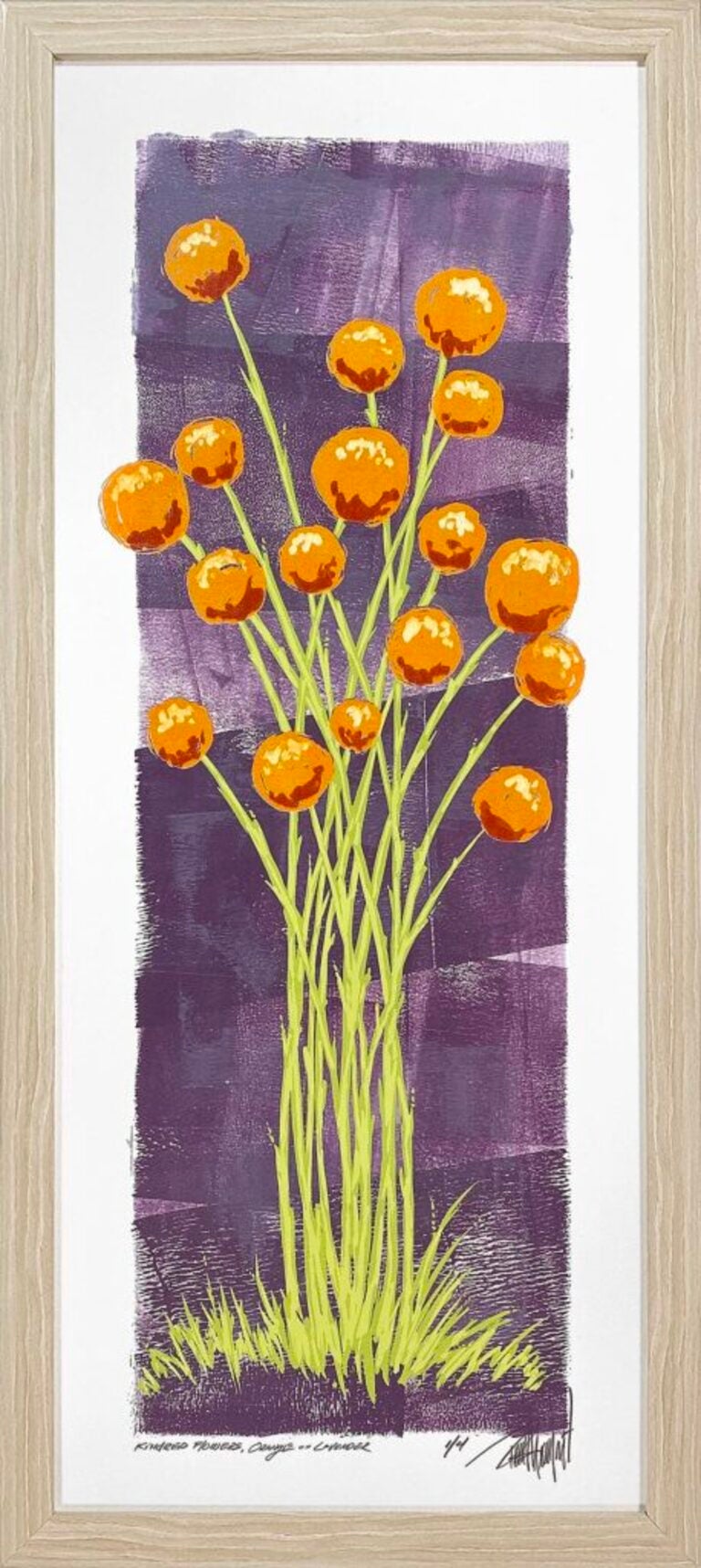 Kindred Flowers, Orange on Lavender (1/4) - Print by Terrell Thornhill 