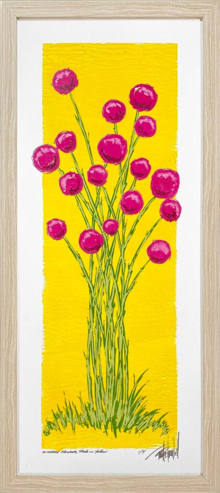 Terrell Thornhill  Landscape Print - Kindred Flowers, Pink on Yellow (1/4)