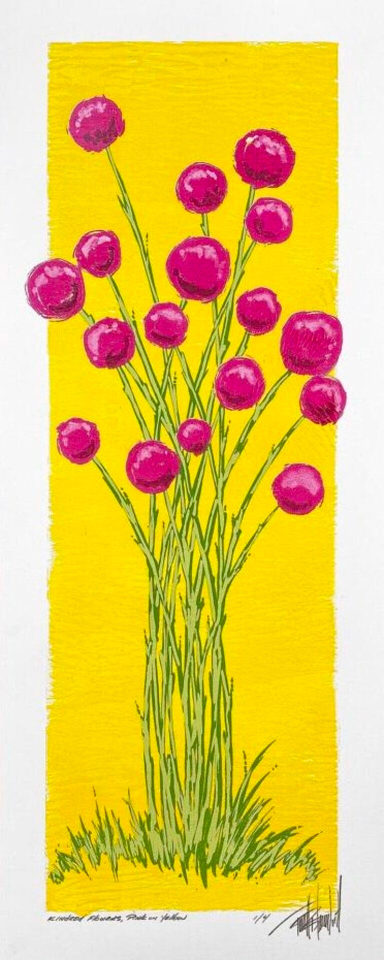 Kindred Flowers, Pink on Yellow (3/4) - Print by Terrell Thornhill 