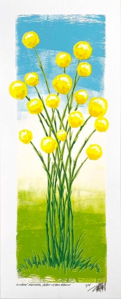 Kindred Flowers, Yellow on Blue and Green (2/4)