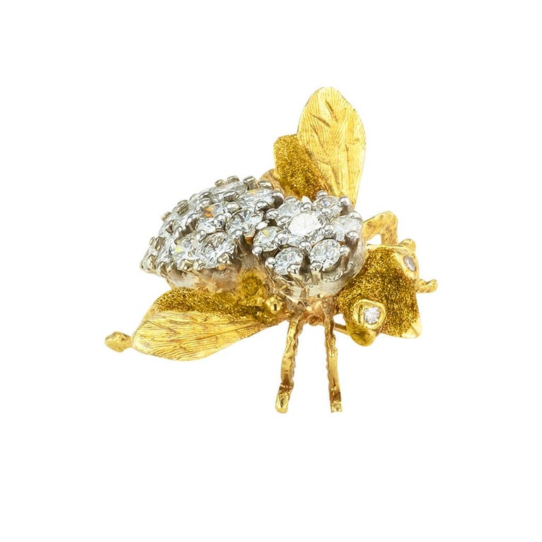 Terrell and Zimmelman Diamond Gold Bee Brooch at 1stDibs