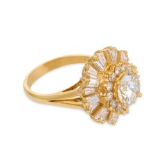 Terrell & Zimmelman GIA 1.51 carat diamond 18k yellow gold cocktail ring
