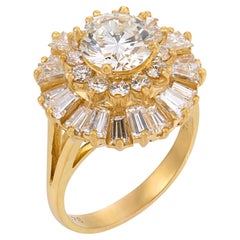 Terrell & Zimmelman GIA 1.51 carat diamond 18k yellow gold cocktail ring