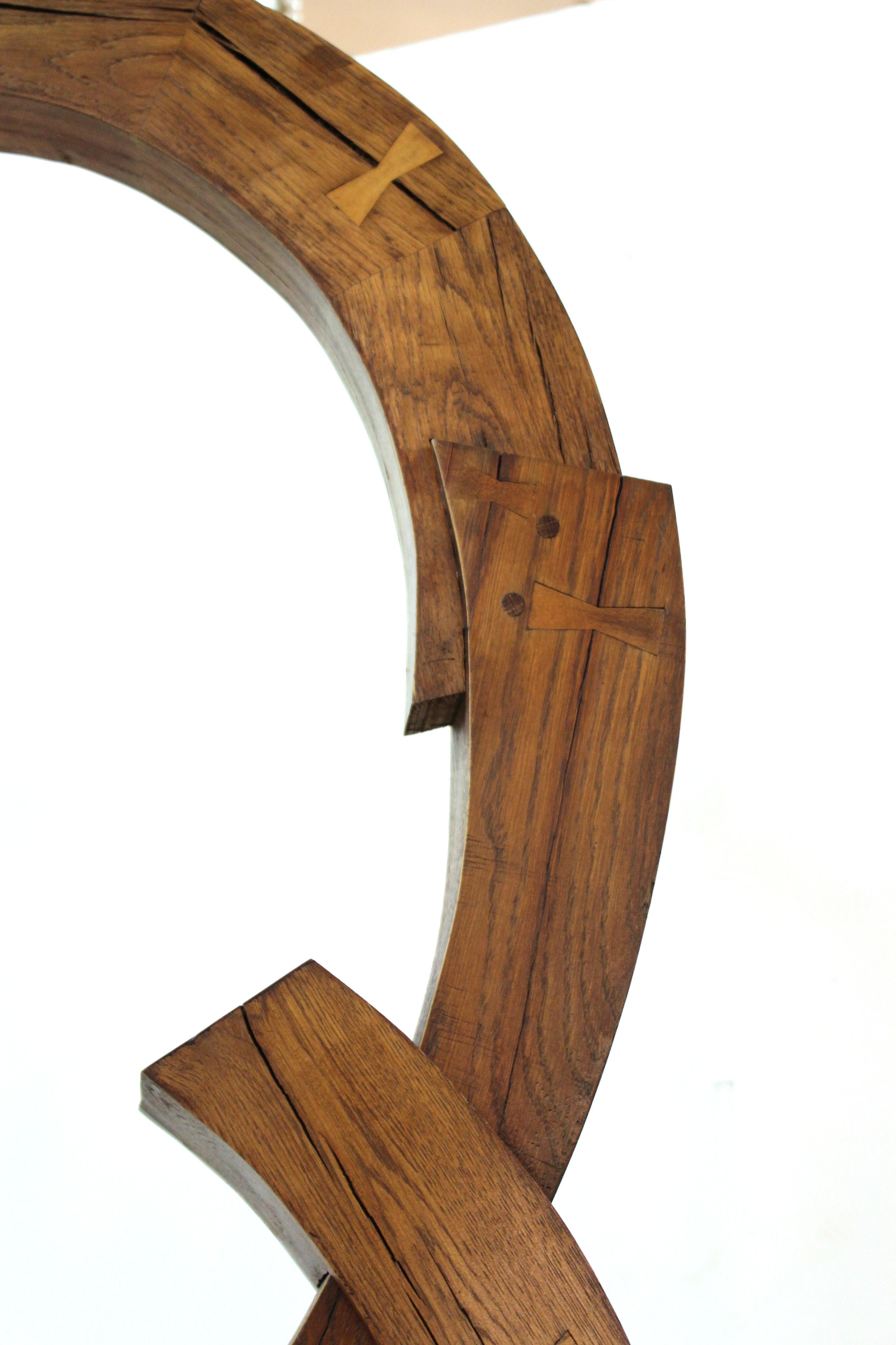 Terrence Karpowicz Postmodern Abstract Wood Sculpture on Stone and Metal Base 4