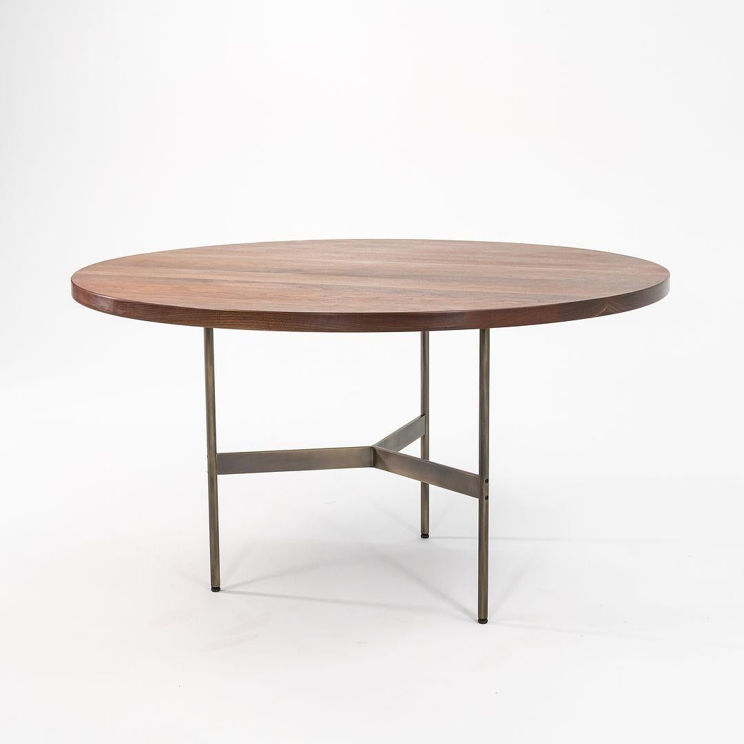 Steel Terrenia Round Dining Table with Black Walnut Top on Medium Antique Bronze Base For Sale
