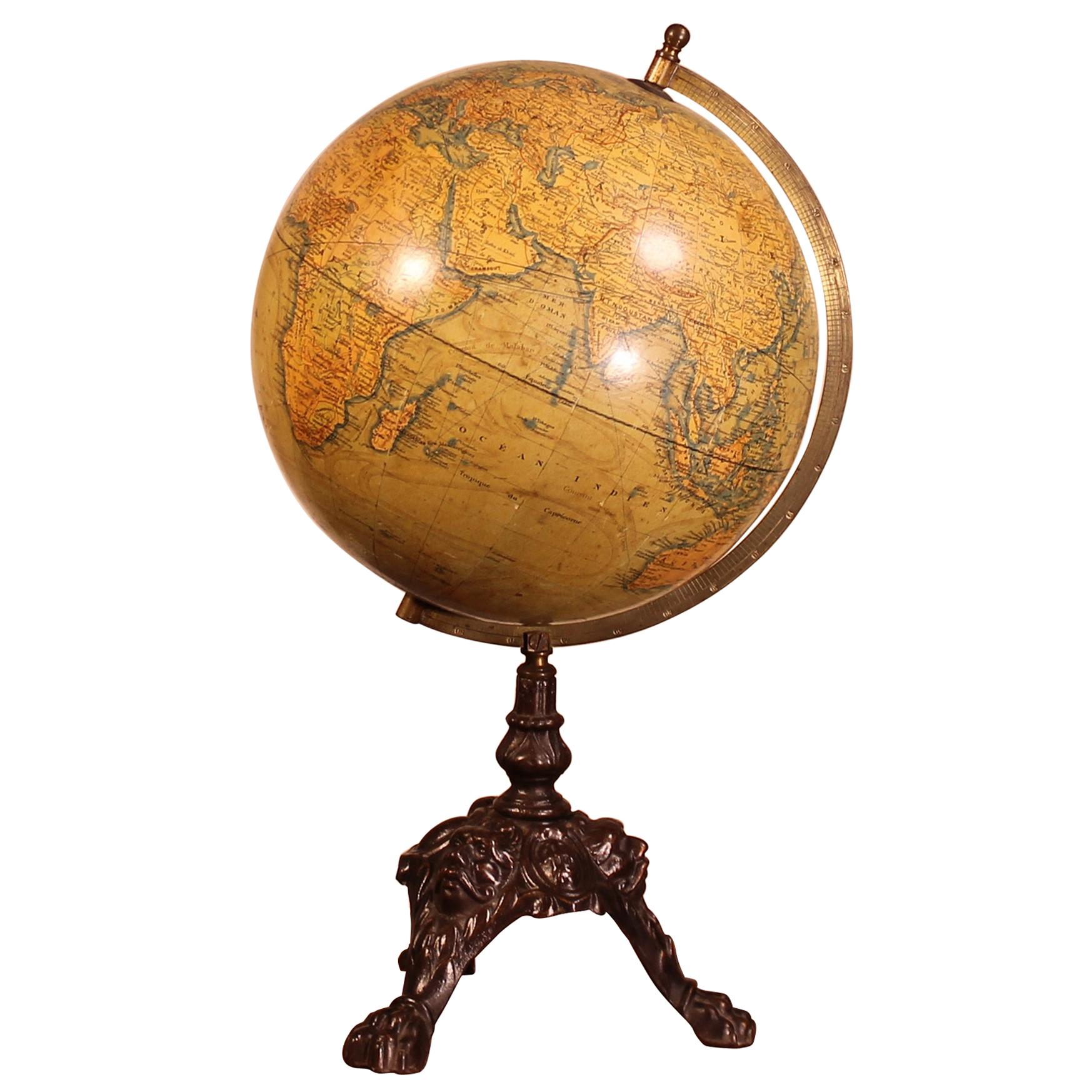Terrestial Globe from J.Lebègue & Cie circa 1890 from Paris