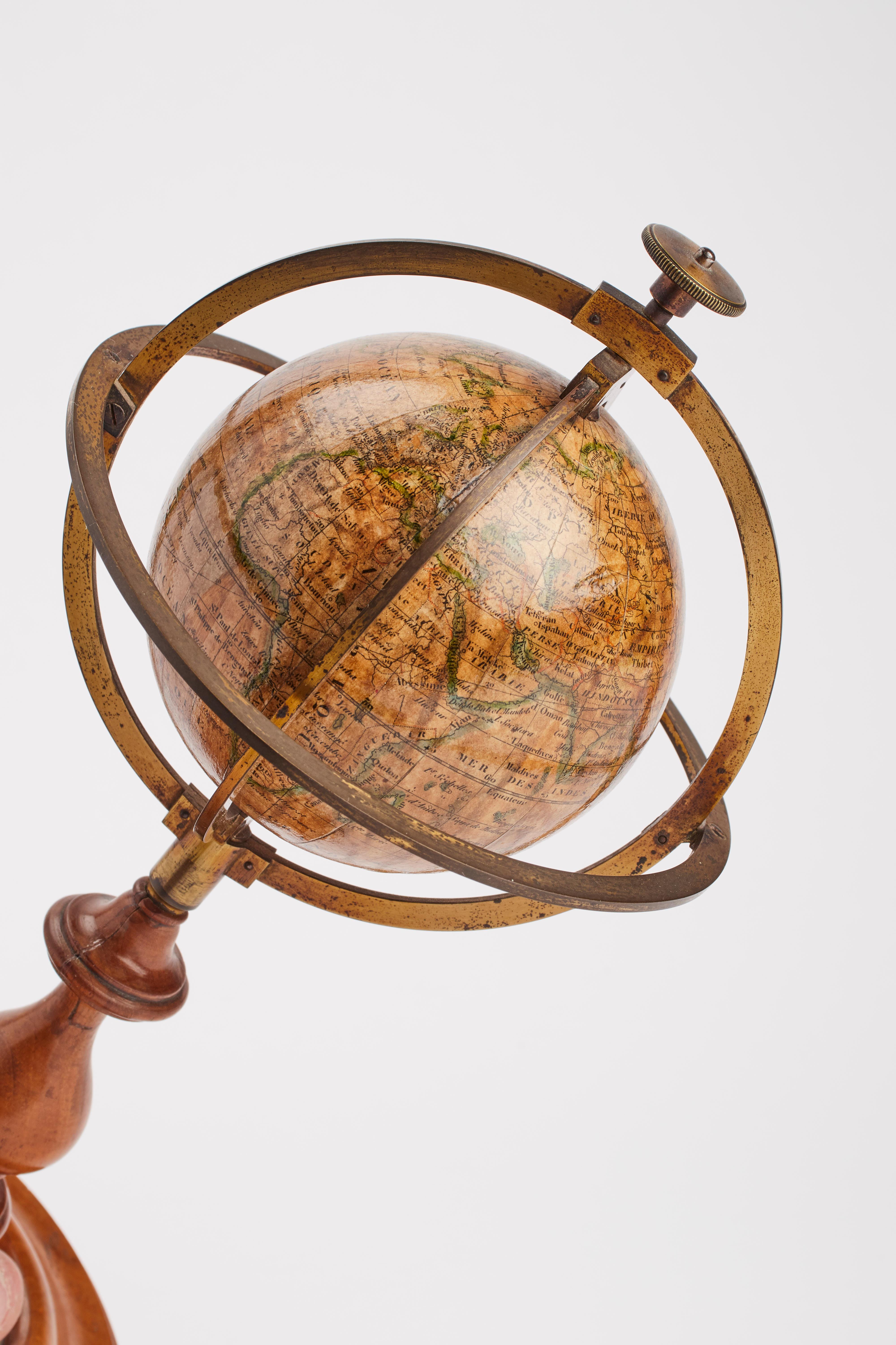 French Terrestrial Globe Signed Delamarche, Paris, 1864