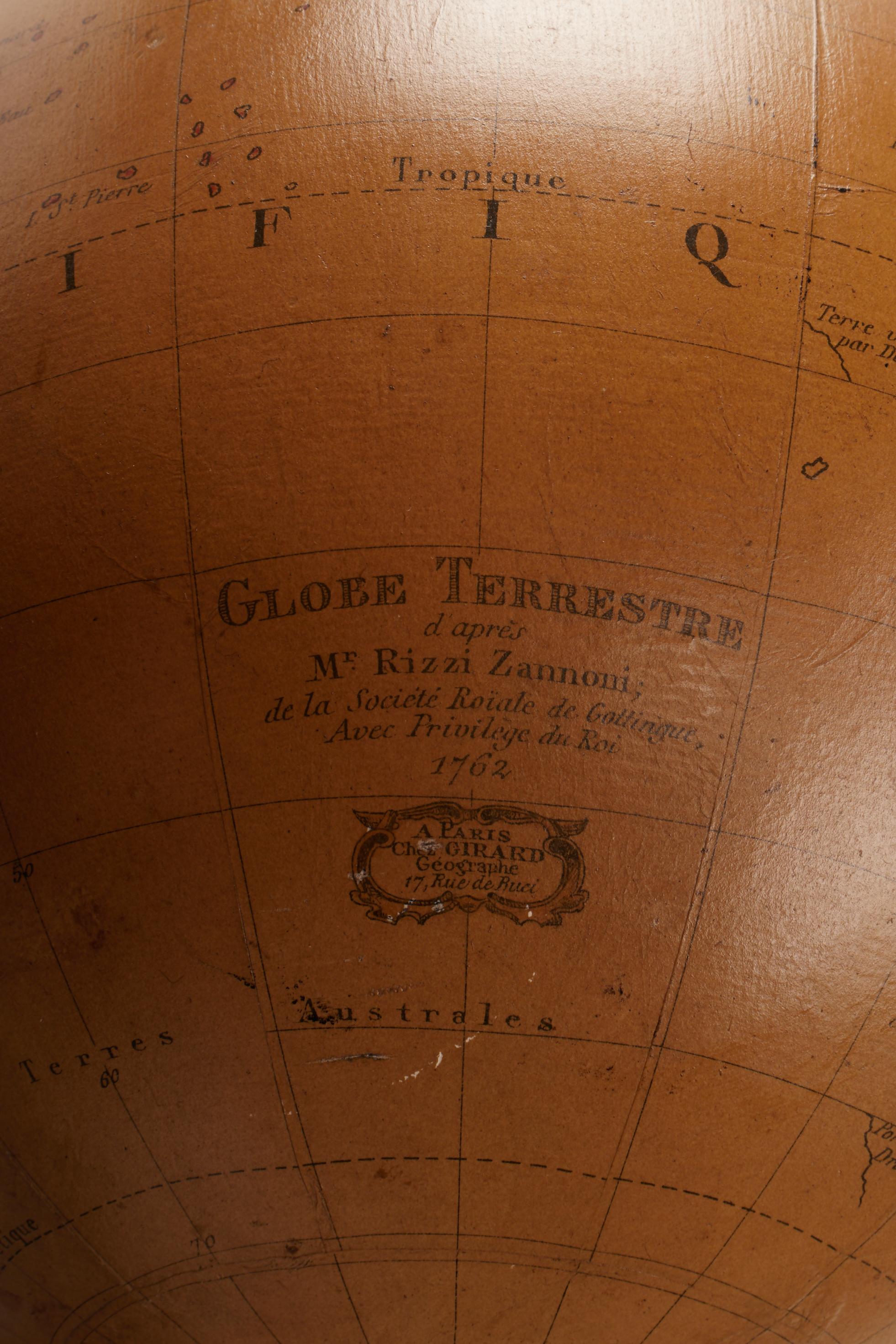 Terrestrial globe apres Mr. Rizzi Zannoni, Paris 1762.  For Sale 3