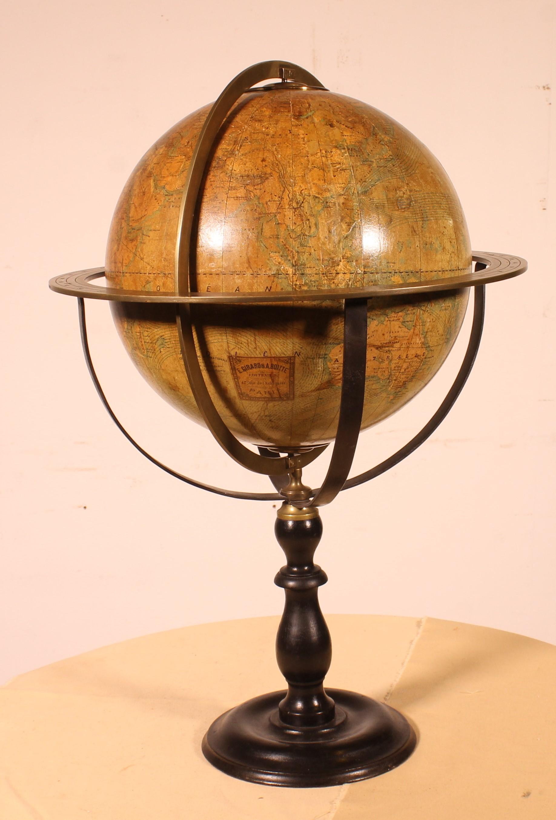 Globo terrestre di E. Girard e Boite Parigi - XIX secolo In condizioni buone in vendita a Brussels, Brussels