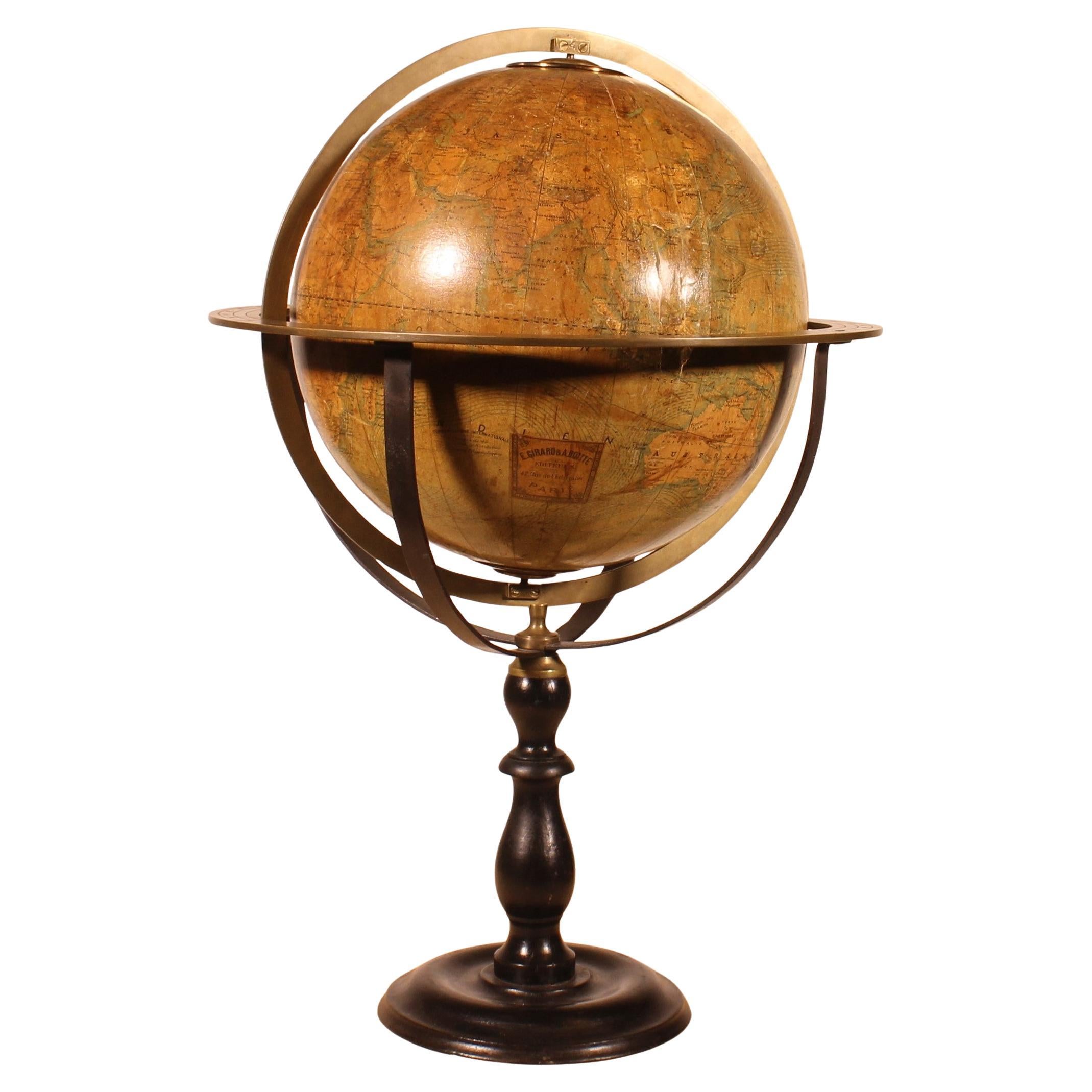 Terrestrial Globe By E. Girard And Boite Paris - 19th Century