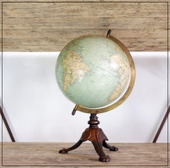 Terrestrial Globe By E.bertaux - 19° Century From Paris