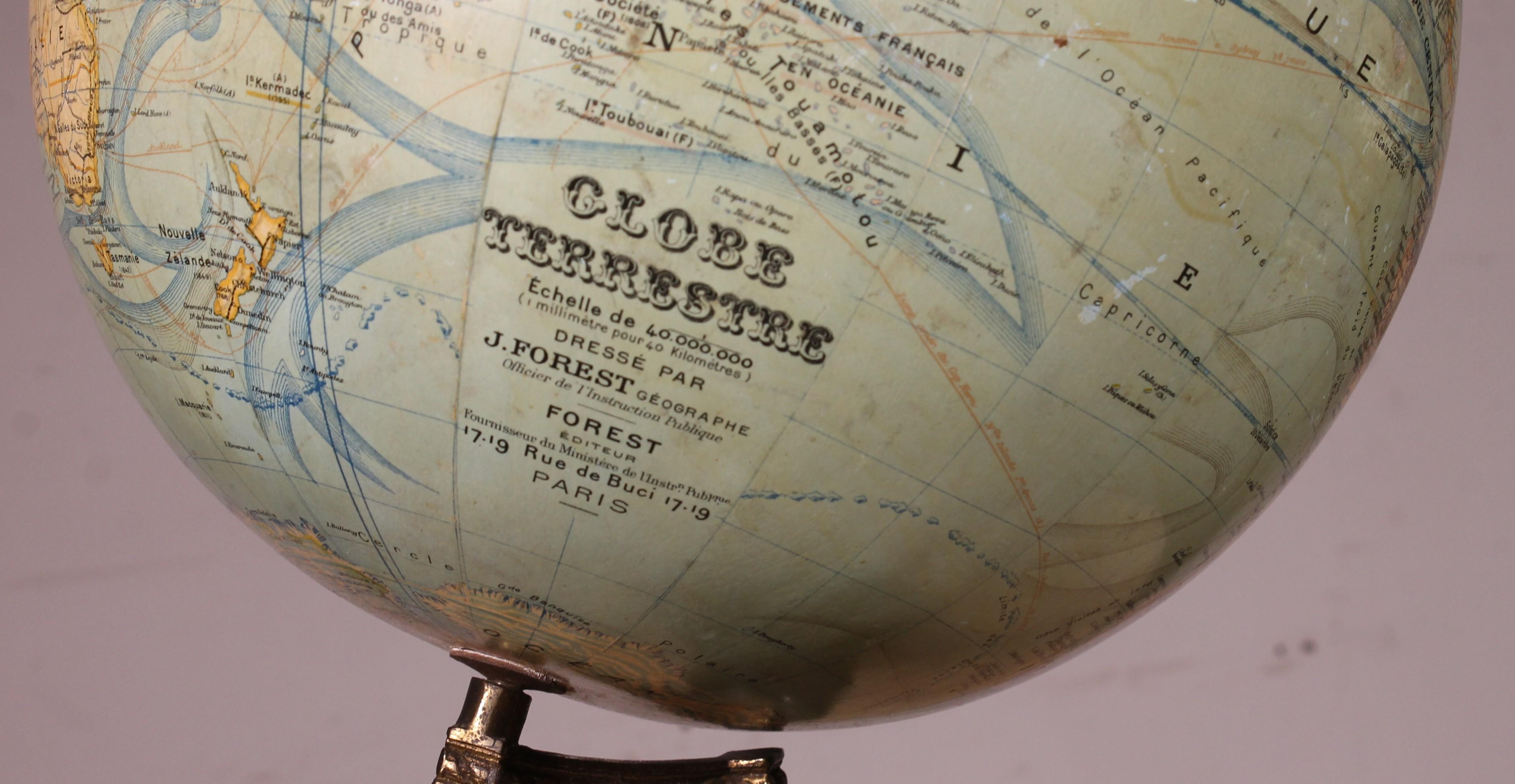 Globe terrestre de J. Forest A' Paris du début du 20e siècle en vente 3