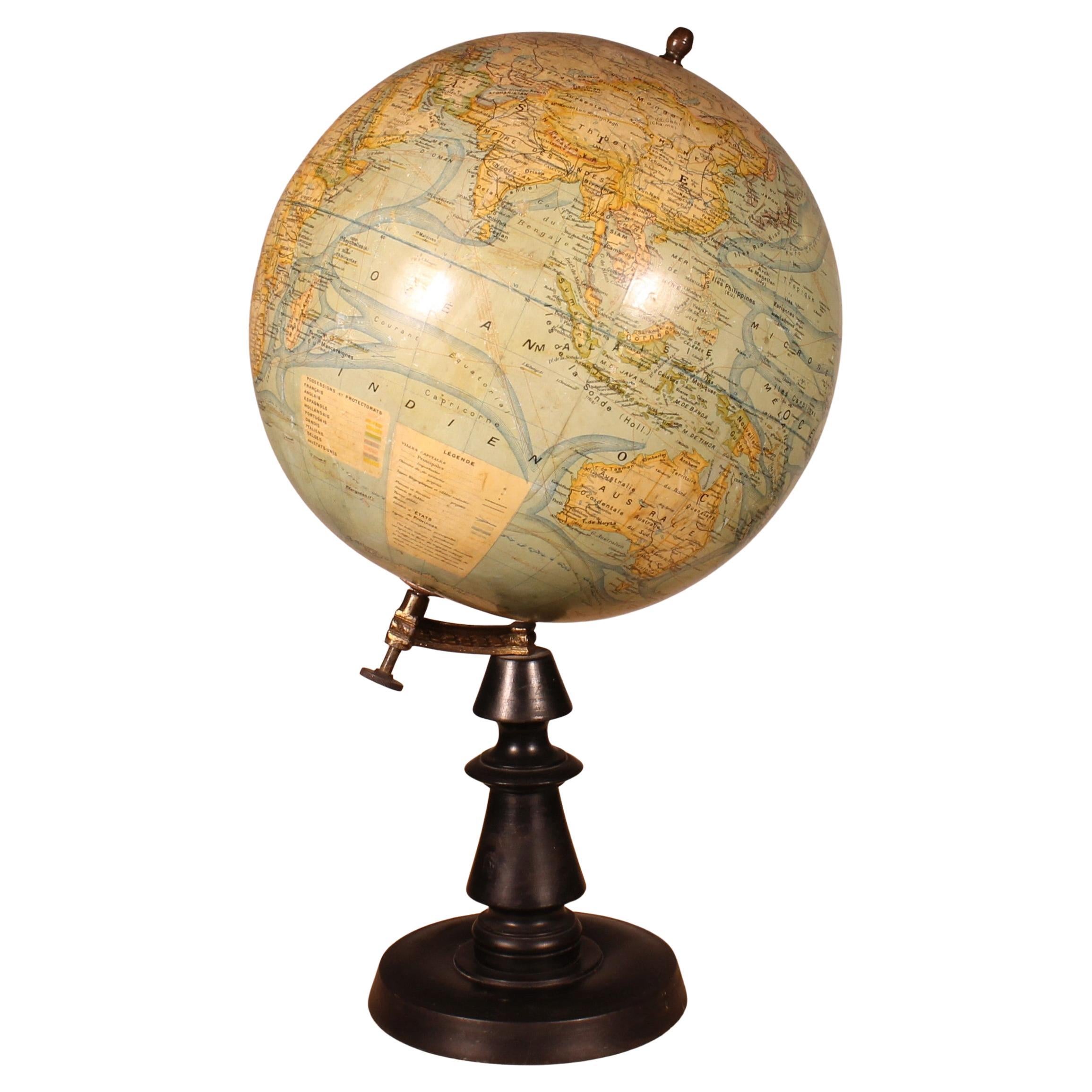 Globo terrestre di J. Forest Paris dell'inizio del XX secolo