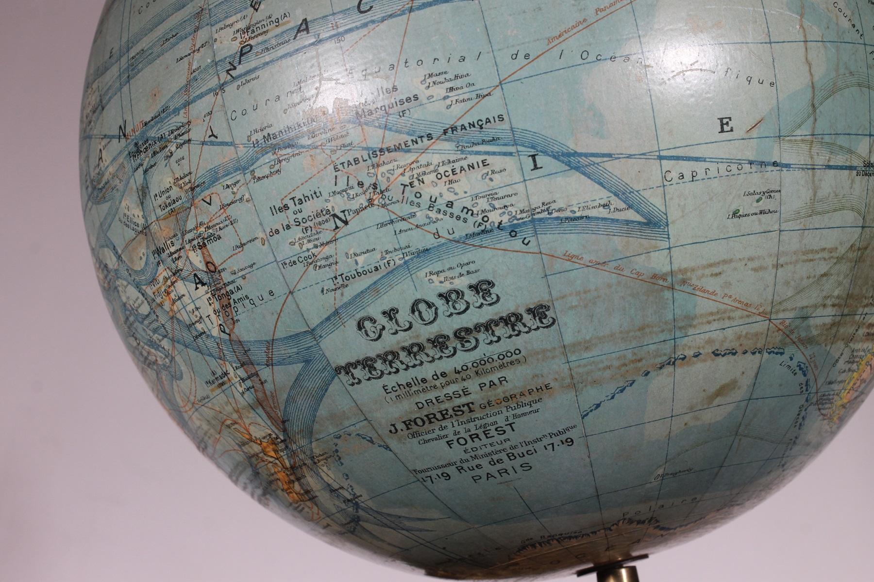 20th Century Terrestrial Globe By J.forest- Paris For Sale