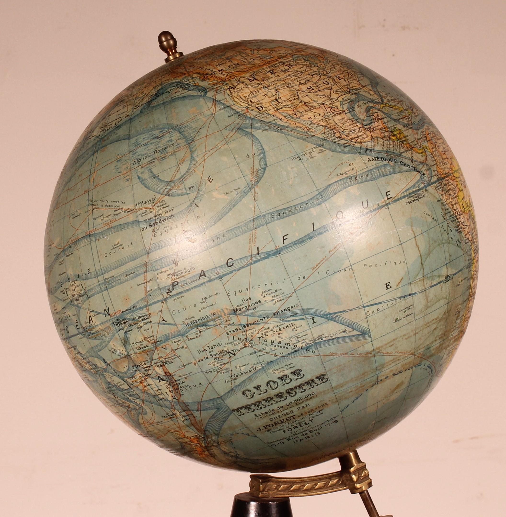 Wood Terrestrial Globe By J.forest- Paris For Sale