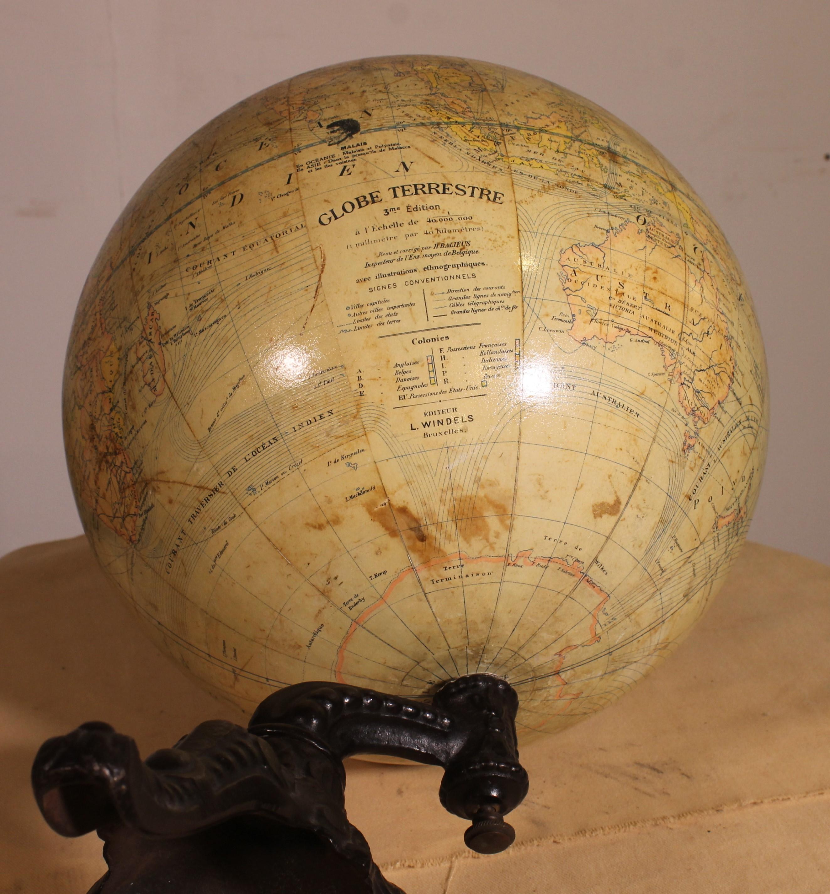 Globo terrestre di L. Windels - Bruxelles, circa 1910 in vendita 4