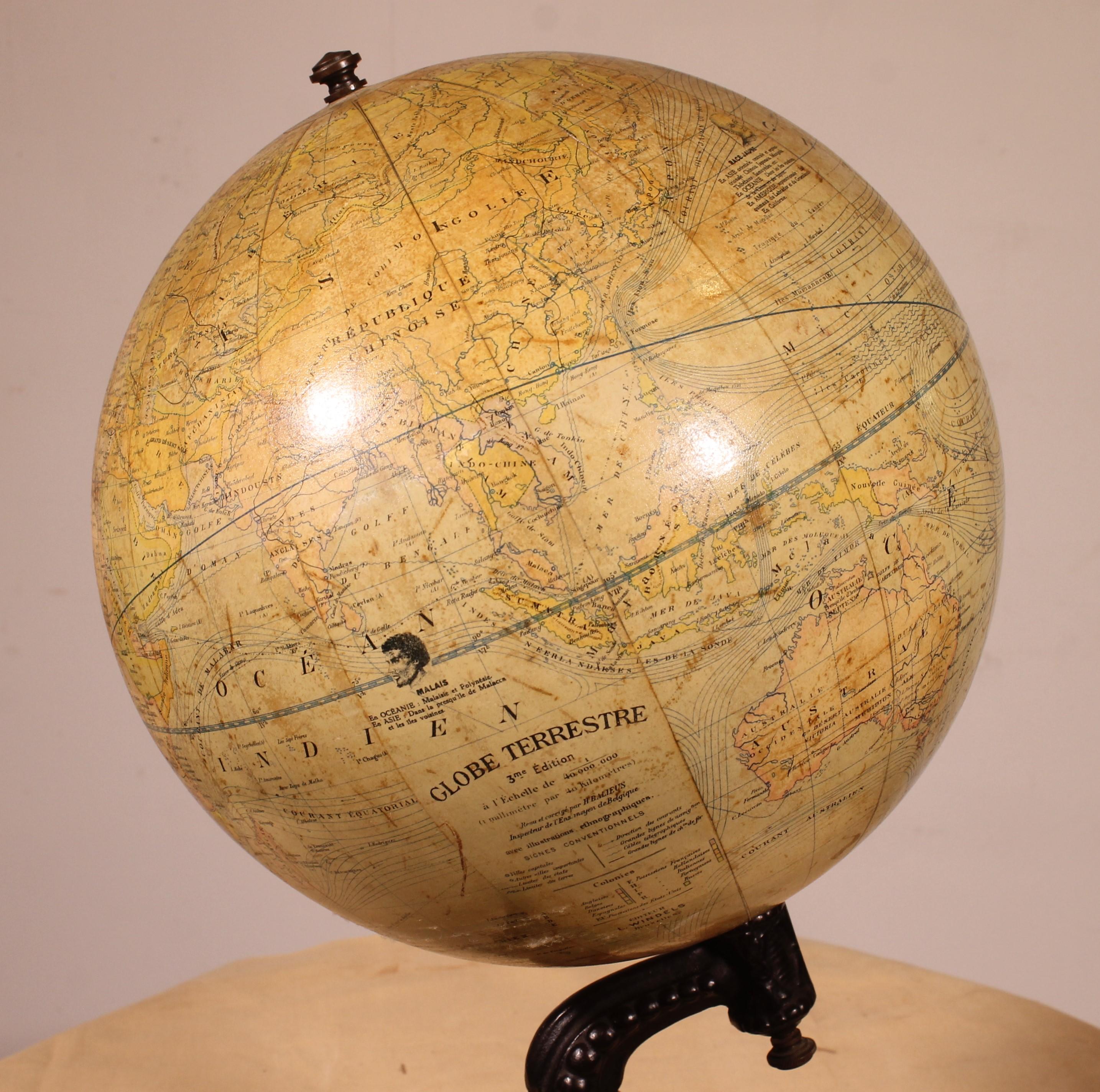 Carta Globo terrestre di L. Windels - Bruxelles, circa 1910 in vendita