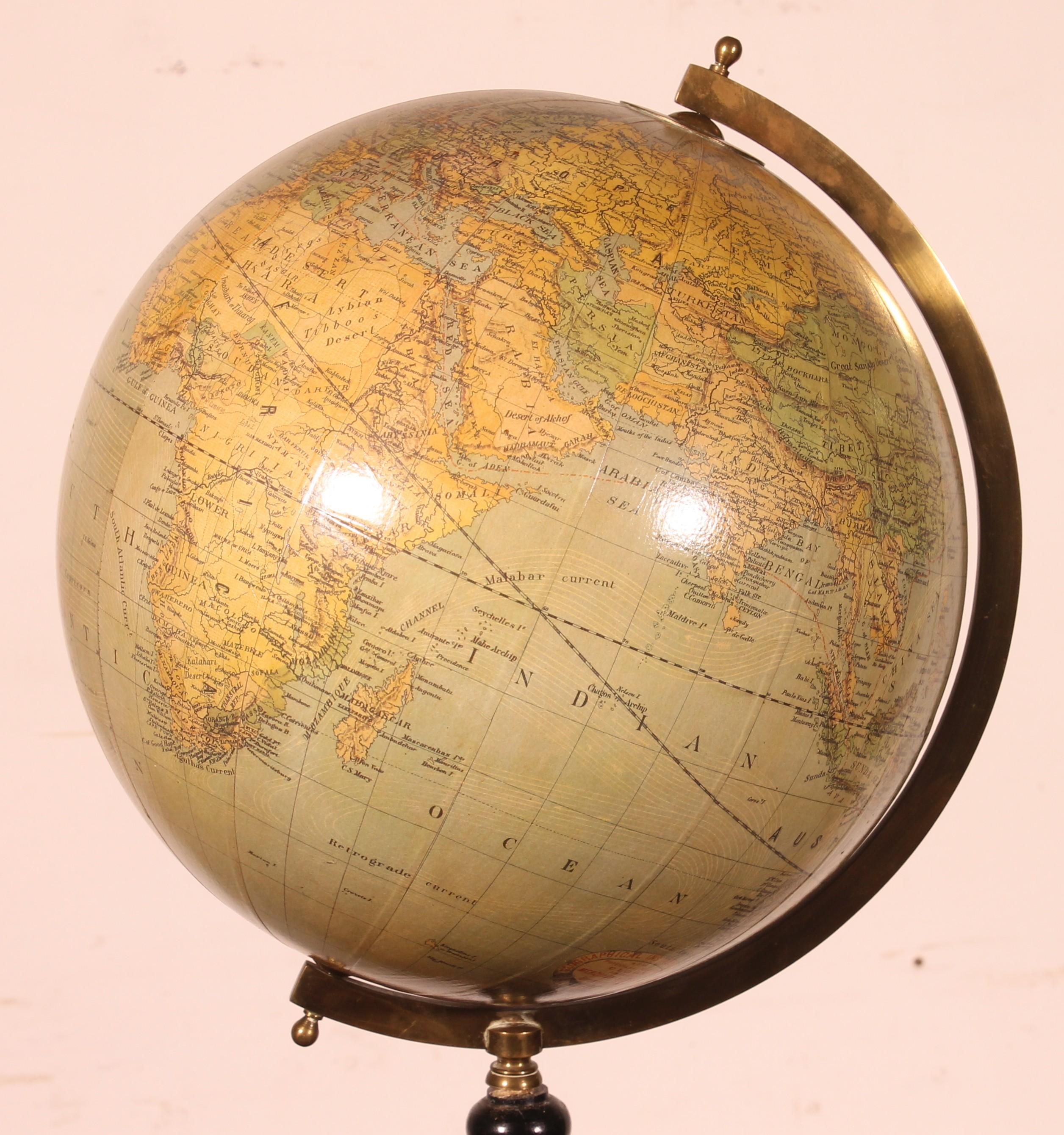 Mouvement esthétique Globe terrestre de Merzbach & Falk Bruxelles pour Greaves and Thomas Londres en vente