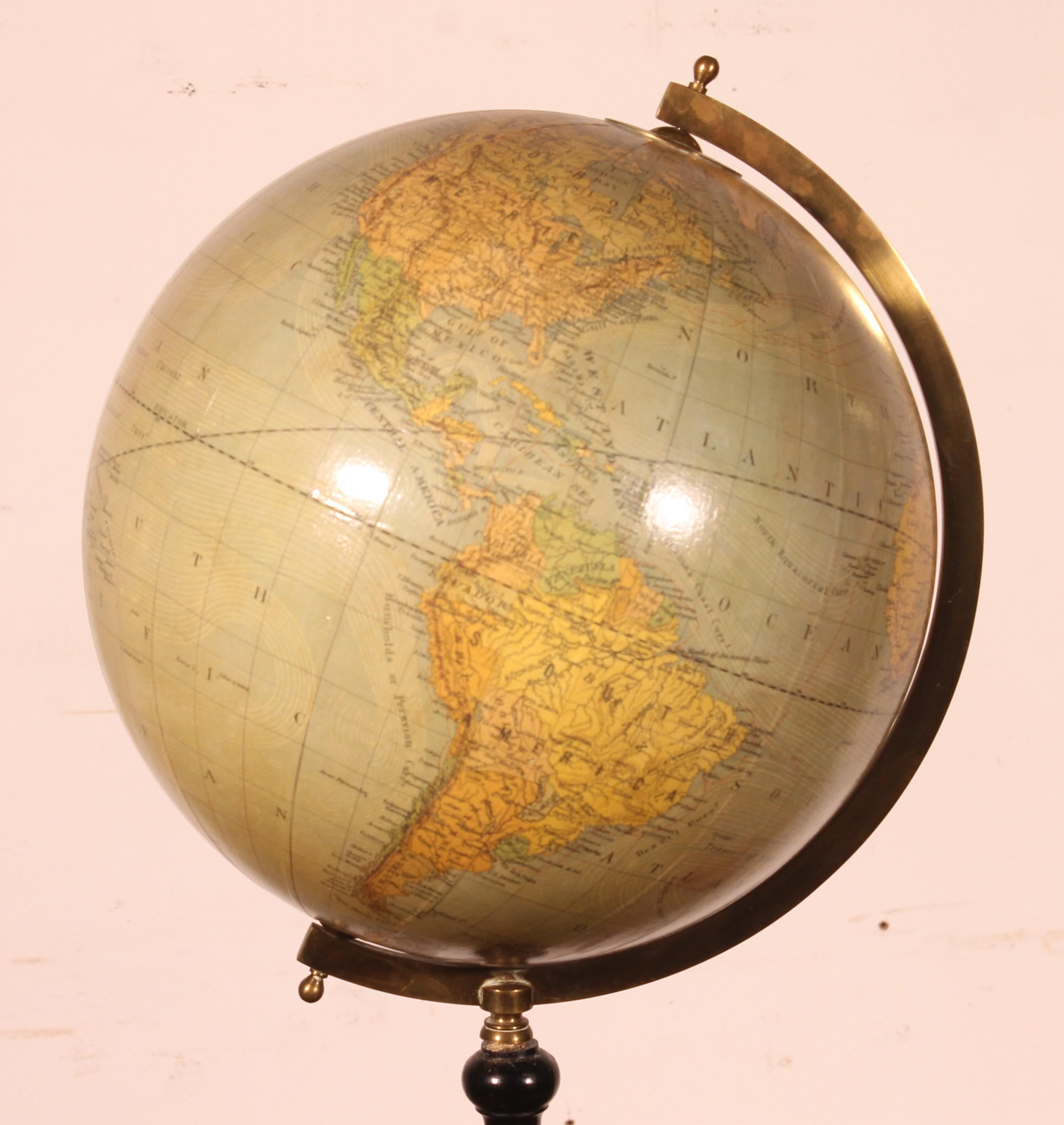 Britannique Globe terrestre de Merzbach & Falk Bruxelles pour Greaves and Thomas Londres en vente