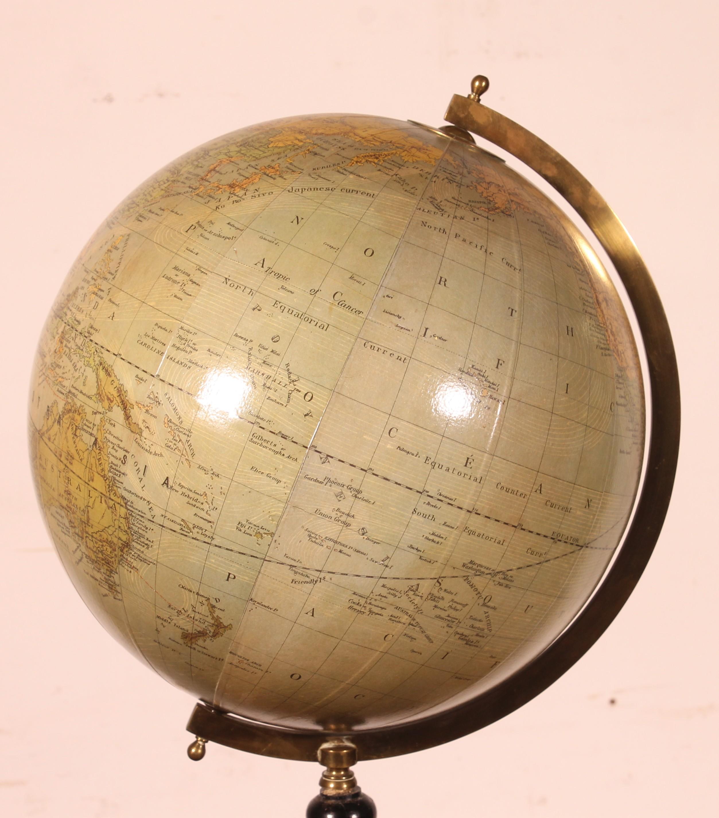 Globe terrestre de Merzbach & Falk Bruxelles pour Greaves and Thomas Londres Bon état - En vente à Brussels, Brussels