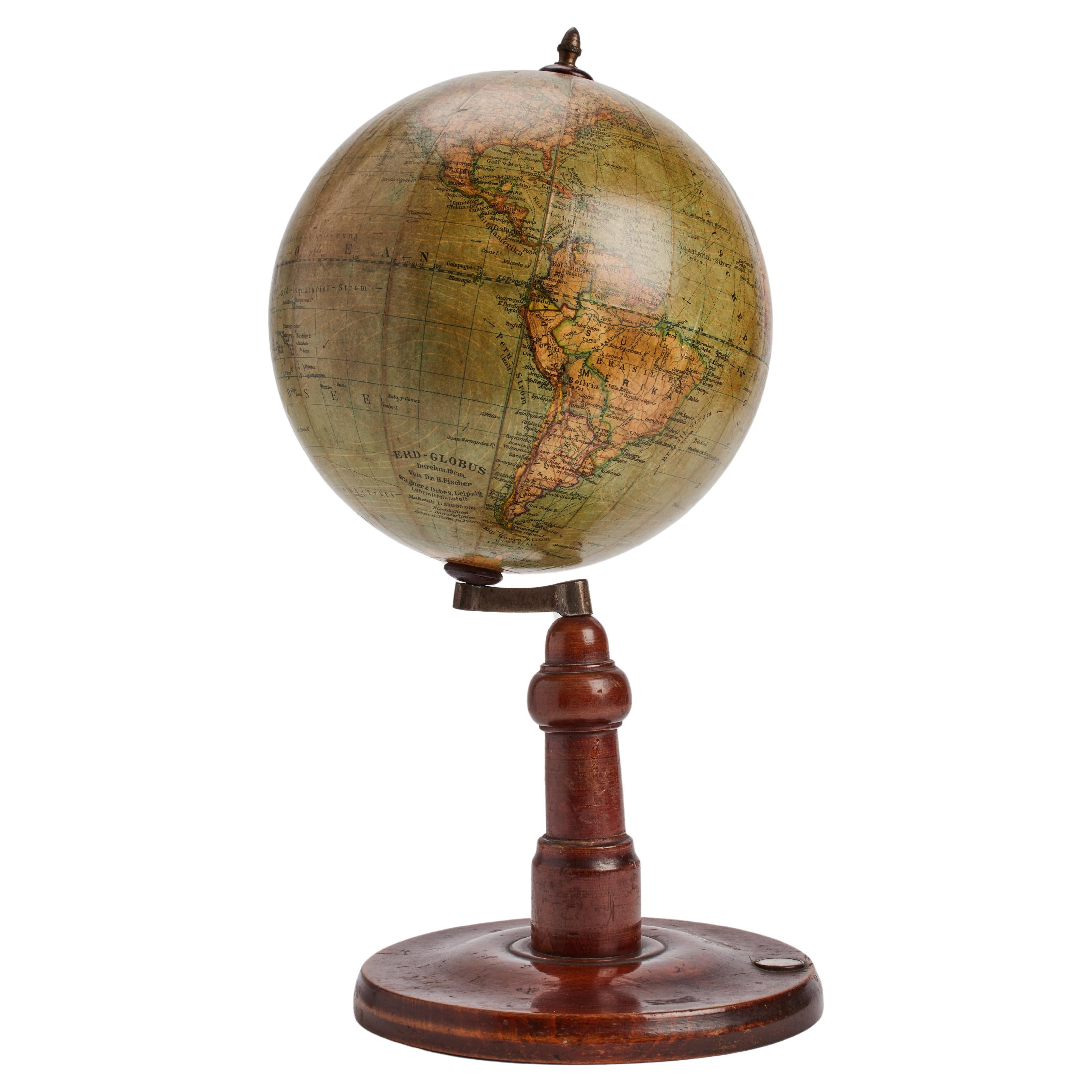 Terrestrial globe edit by Wagner & Debes, Germany 1900.  For Sale