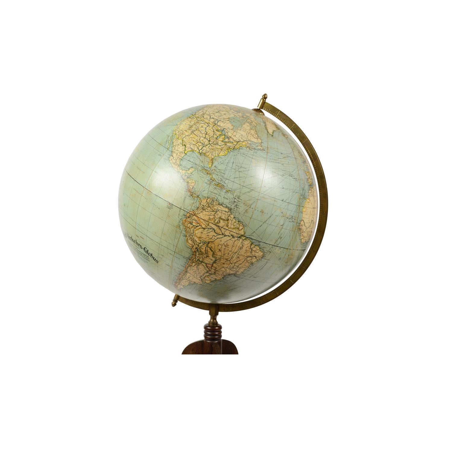 1920s Terrestrial Antique Library Globe Edited Columbus by Prof. Ernst Friedrich In Good Condition In Milan, IT