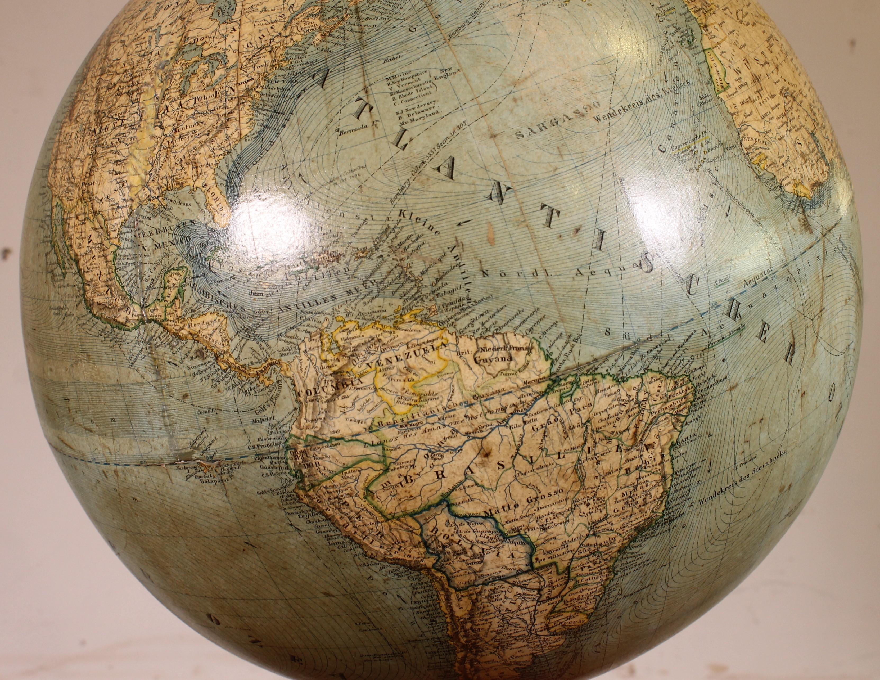 Terrestrial Globe Erd Globus From The 19th Century For Sale 2