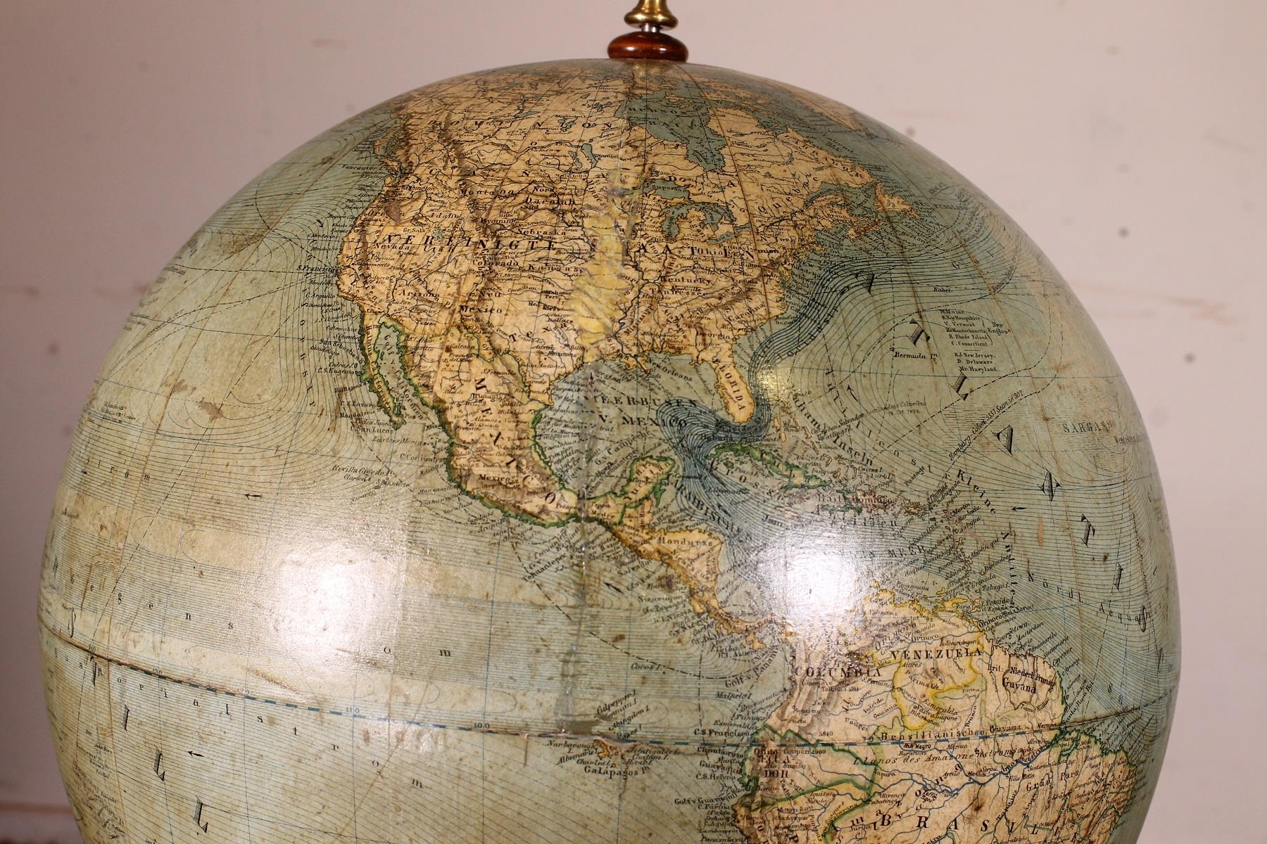 Globe terrestre Erd globus du 19e siècle en vente 7