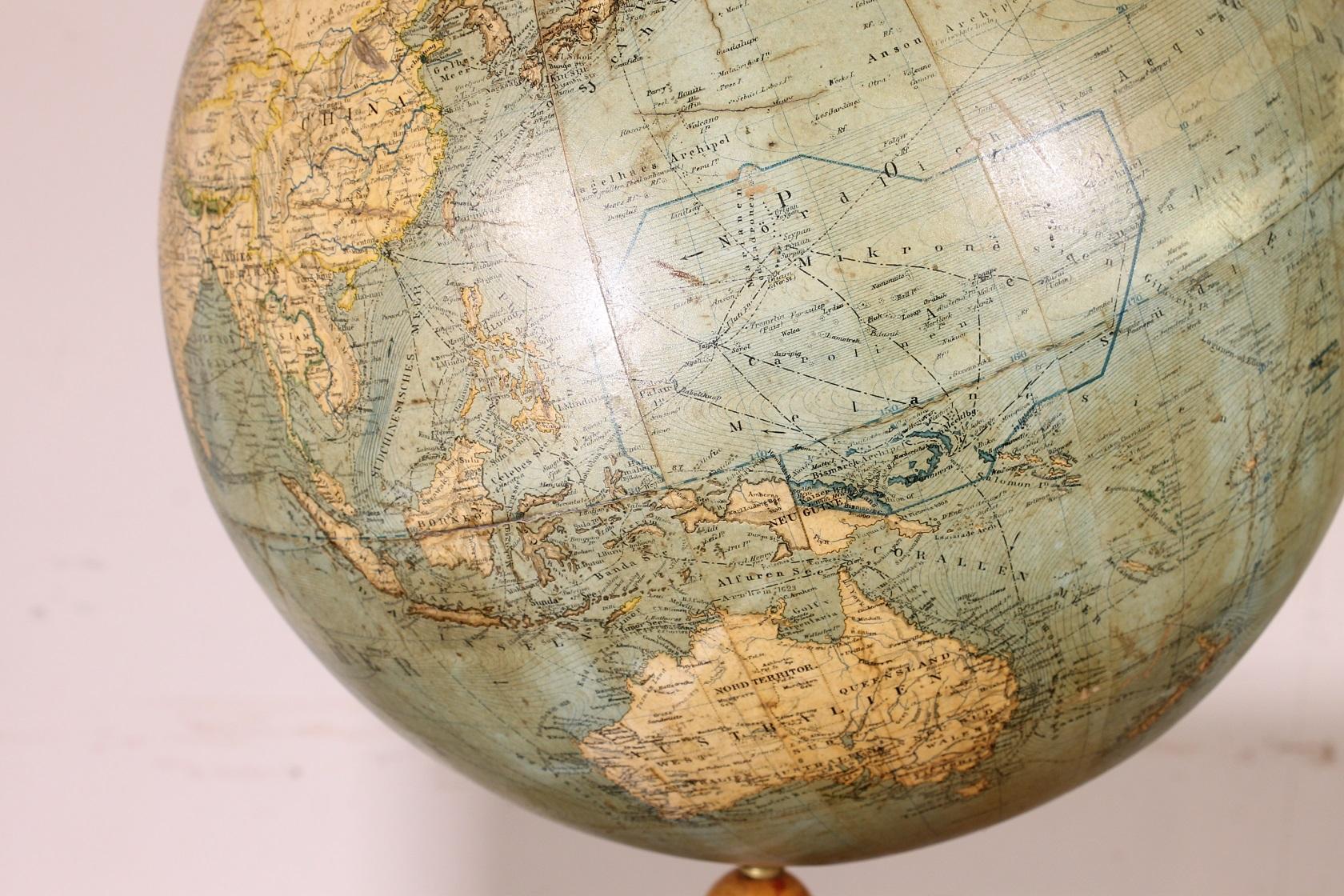 Paper Terrestrial Globe Erd Globus From The 19th Century For Sale